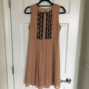 Blush with Black Lace Dress